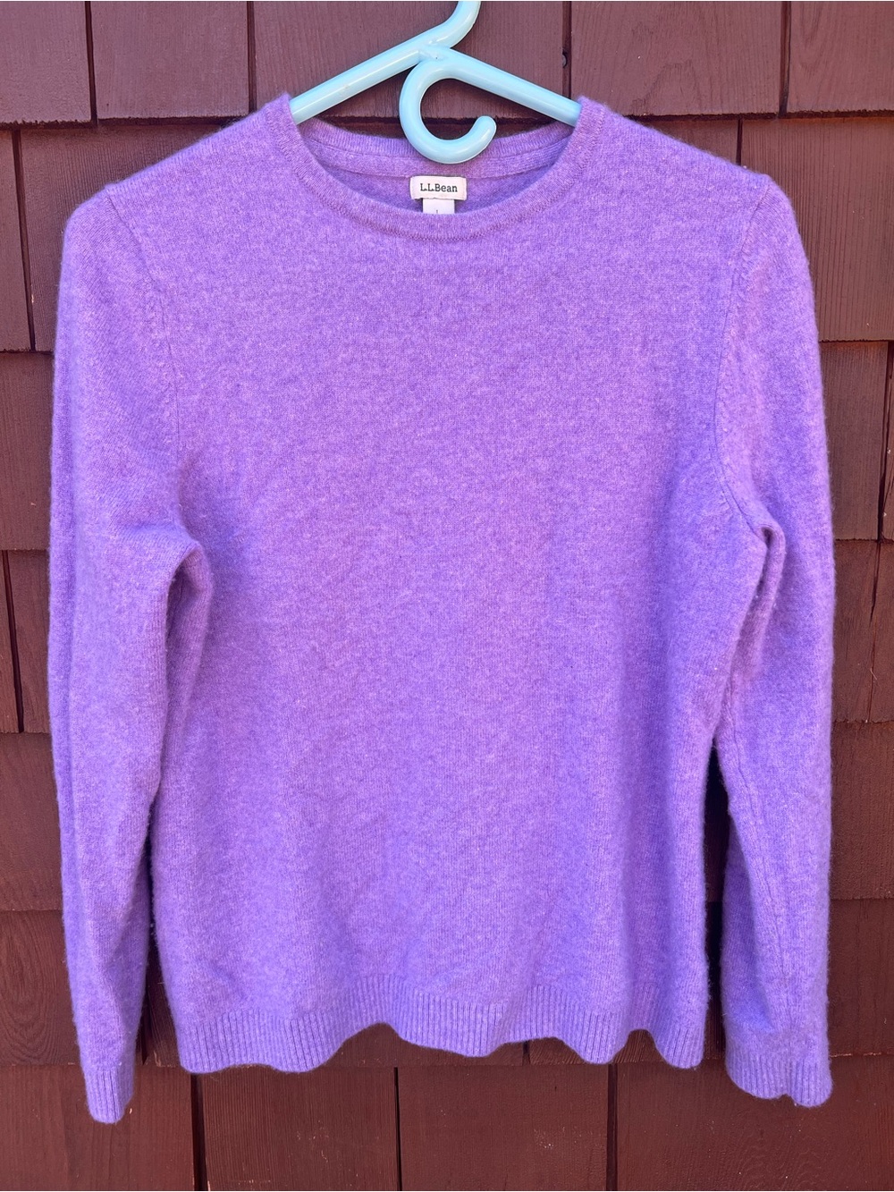 LL Bean Classic Cashmere 100% Crewneck Purple Sz L